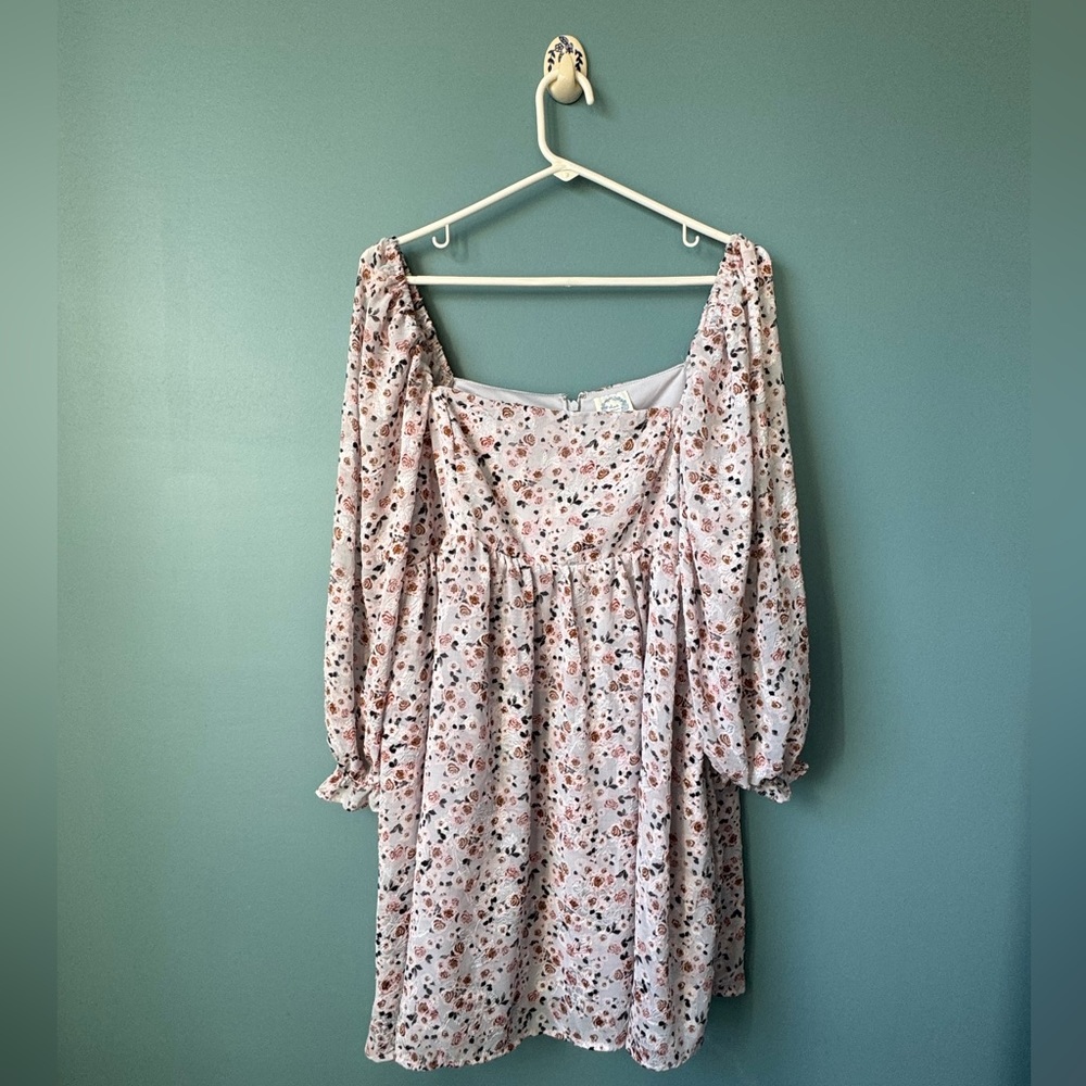 Blue Rain Floral Baby Doll Dress Purple, XL